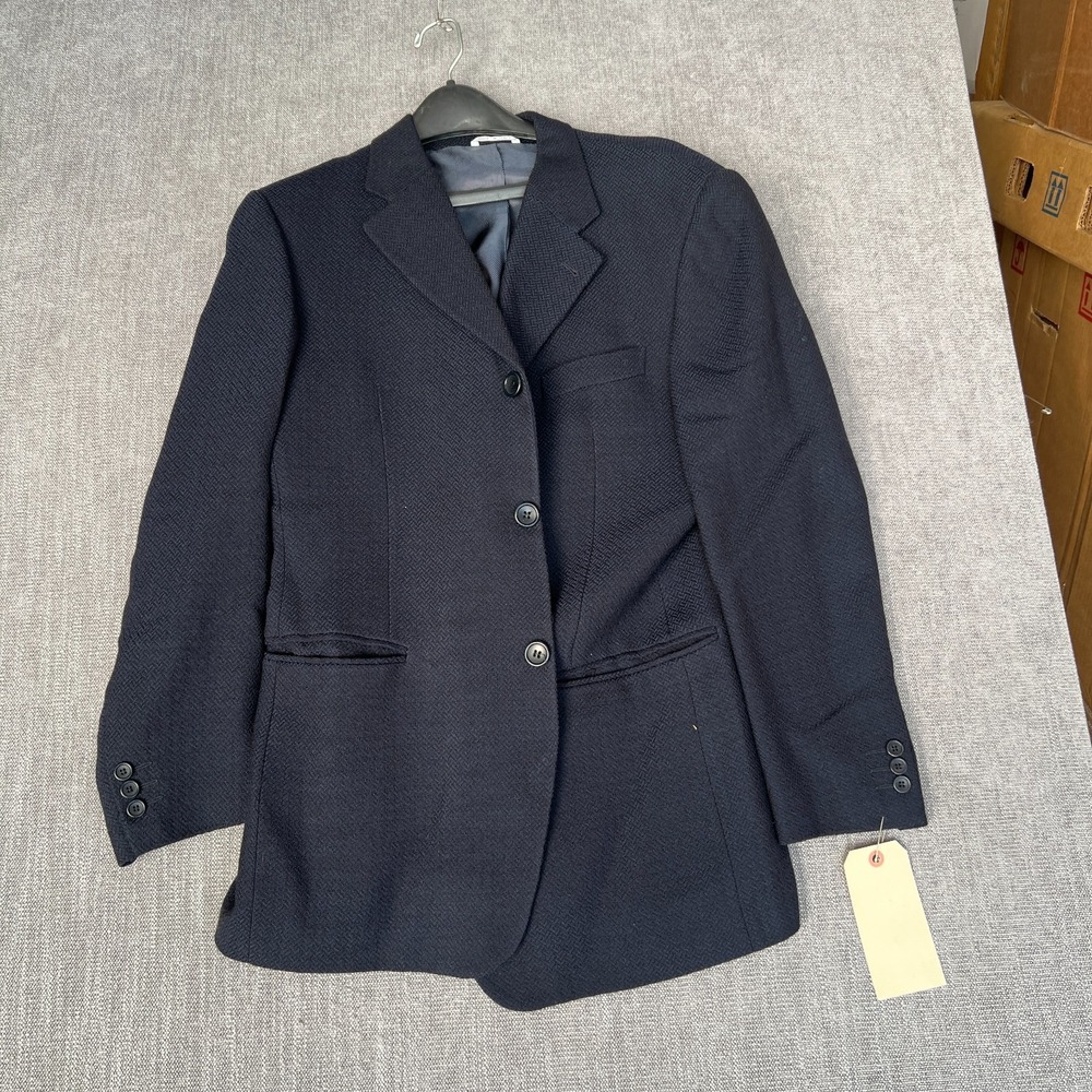 Mondo di Marco Blazer Jacket Mens 40R Navy Blue Wool Blend Textured Notch Lapel